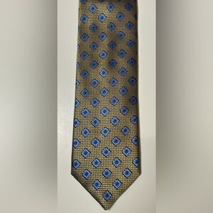 NWOT- Canali Men’s 100% Silk Made in Italy Neck Tie - Gold Blue Textured